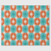 Midden-eeuw Moderne Atoomsterren Geruit Patroon Cadeaupapier (Vlak)