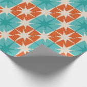 Midden-eeuw Moderne Atoomsterren Geruit Patroon Cadeaupapier (Hoek)