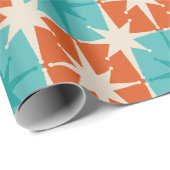 Midden-eeuw Moderne Atoomsterren Geruit Patroon Cadeaupapier (Rol Hoek)