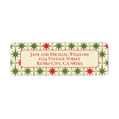 Midden eeuw moderne atoomsterren retro kerst etiket (Voorkant)