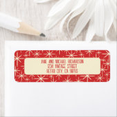 Midden eeuw moderne atoomsterren retro rood & crèm etiket (Insitu)