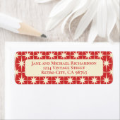 Midden eeuw moderne atoomsterren retro rood & crèm etiket (Insitu)