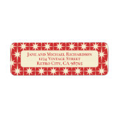 Midden eeuw moderne atoomsterren retro rood & crèm etiket (Voorkant)