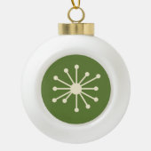 Midden eeuw moderne atoomstip groen & crème keramische bal ornament (Voorkant)
