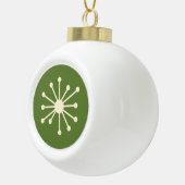 Midden eeuw moderne atoomstip groen & crème keramische bal ornament (Rechts)