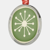 Midden eeuw moderne atoomstip groen & crème metalen ornament (Links)