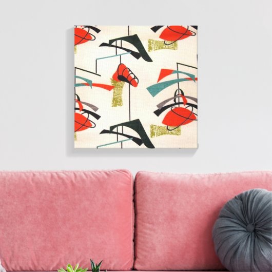 Midden-eeuw moderne atoomstof uitgerekt canvas (Insitu (Woonkamer))