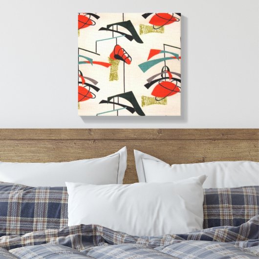 Midden-eeuw moderne atoomstof uitgerekt canvas (Insitu (Slaapkamer))