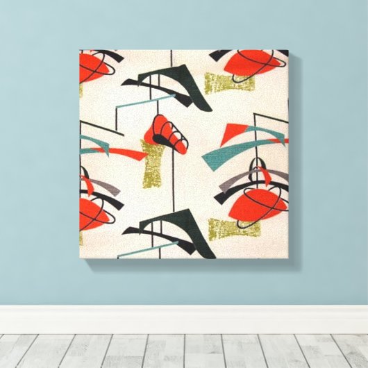 Midden-eeuw moderne atoomstof uitgerekt canvas (Insitu (Houten vloer))