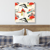 Midden-eeuw moderne atoomstof uitgerekt canvas afdruk (Insitu (Slaapkamer))