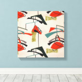 Midden-eeuw moderne atoomstof uitgerekt canvas afdruk (Insitu (Houten vloer))