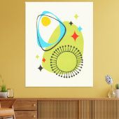 Midden eeuw moderne atoomtijd 14 groen, blauw canvas afdruk (Insitu (Woonkamer))