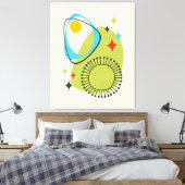 Midden eeuw moderne atoomtijd 14 groen, blauw canvas afdruk (Insitu (Slaapkamer))