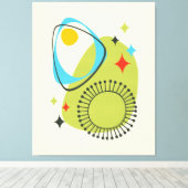 Midden eeuw moderne atoomtijd 14 groen, blauw canvas afdruk (Insitu (Houten vloer))