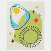 Midden eeuw moderne atoomtijd 14 groen, blauw fleece deken (Voorkant)