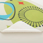 Midden eeuw moderne atoomtijd 14 groen, blauw sherpa deken (3/4)