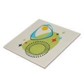 Midden eeuw moderne atoomtijd 14 groen, blauw tegeltje (Zijkant)