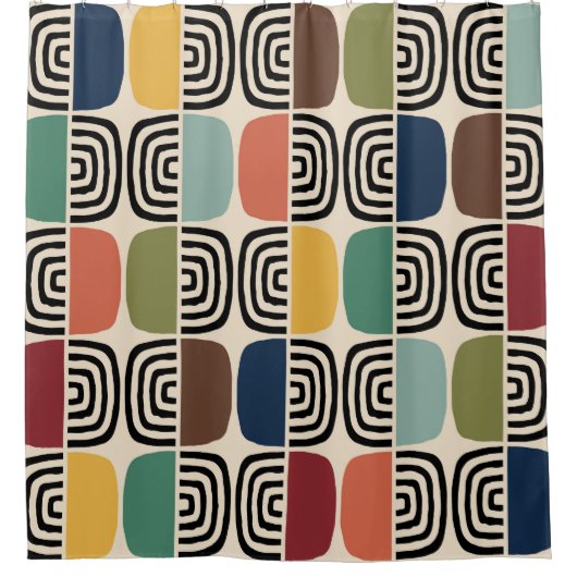 Midden eeuw moderne atoomtijd douchegordijn (Voorkant)