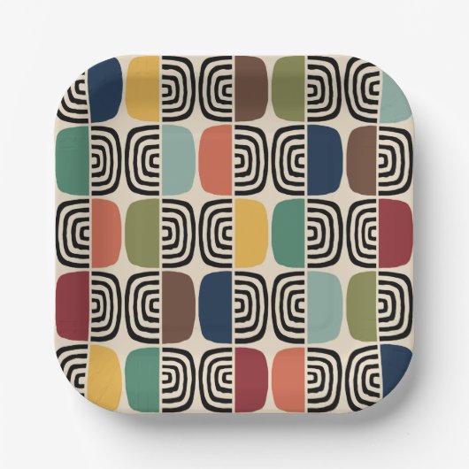 Midden eeuw moderne atoomtijd papieren bordje (Voorkant)