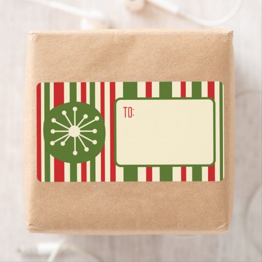 Midden eeuw moderne atoomtijd retro kerst etiket (Insitu)