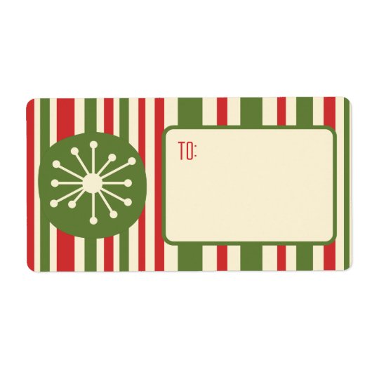 Midden eeuw moderne atoomtijd retro kerst etiket (Voorkant)