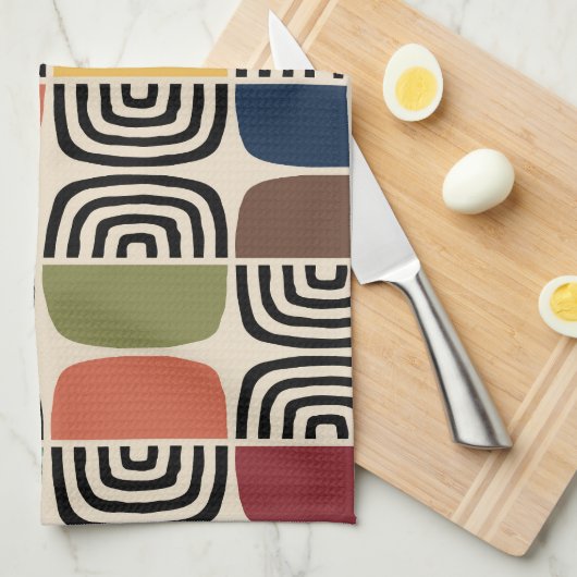 Midden eeuw moderne atoomtijd theedoek (Quarter Fold)