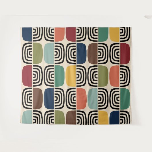 Midden eeuw moderne atoomtijd wandkleed (Voorkant (horizontaal))