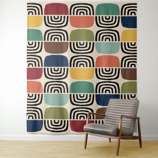 Midden eeuw moderne atoomtijd wandkleed (In situ)