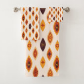 Midden eeuw moderne atoomvormen aardse tinten bad handdoek (Insitu)