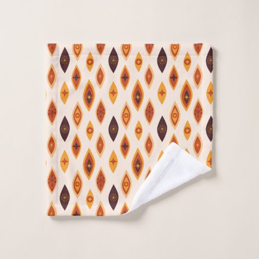 Midden eeuw moderne atoomvormen aardse tinten bad handdoek (Wasdoekje)