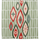 Midden eeuw moderne atoomvormen groen, rood douchegordijn (Voorkant)