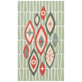 Midden eeuw moderne atoomvormen groen, rood tafelkleed (Voorkant)