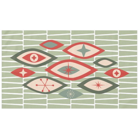 Midden eeuw moderne atoomvormen groen, rood tafelkleed (Voorkant (Horizontaal))