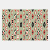 Midden eeuw moderne atoomvormen groen, rood, zwart inpakpapier vel (Voorkant 3)