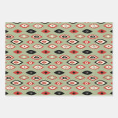 Midden eeuw moderne atoomvormen groen, rood, zwart inpakpapier vel (Voorkant)