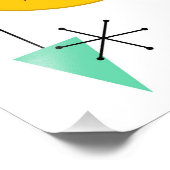 midden eeuw moderne blauwe gele foto afdruk (Hoek)