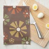 Midden eeuw Moderne bloemen Aarde Tonen Theedoek (Quarter Fold)