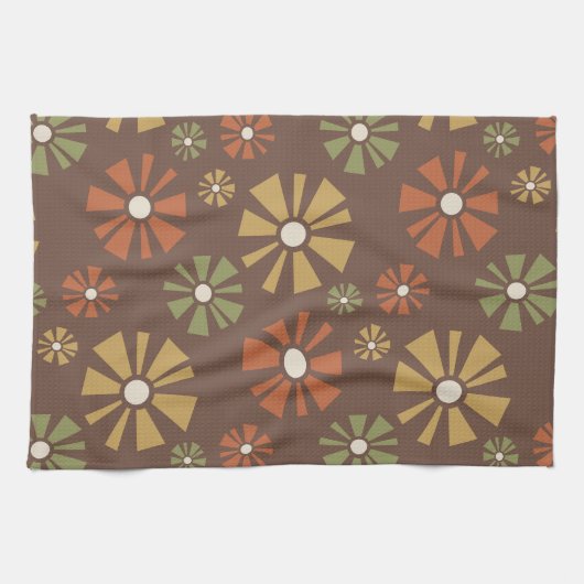 Midden eeuw Moderne bloemen Aarde Tonen Theedoek (Horizontaal)