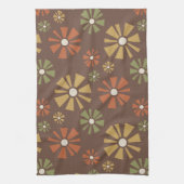 Midden eeuw Moderne bloemen Aarde Tonen Theedoek (Verticaal)
