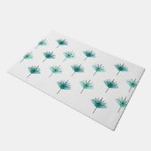 Midden eeuw moderne bloemen turquoise deurmat (Schuin)