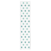 Midden eeuw moderne bloemen turquoise korte tafelloper (Voorkant)