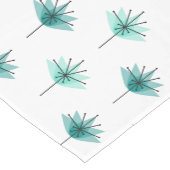 Midden eeuw moderne bloemen turquoise korte tafelloper (Hoek)