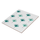 Midden eeuw moderne bloemen turquoise tegeltje (Zijkant)