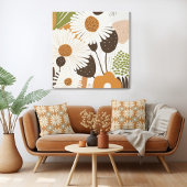 Midden eeuw Moderne Bloemen Zonnebloem Canvas Prin