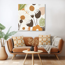 Midden eeuw Moderne Bloemen Zonnebloem Canvas Prin Afdruk