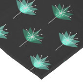 Midden eeuw moderne bloemen zwart turquoise korte tafelloper (Hoek)