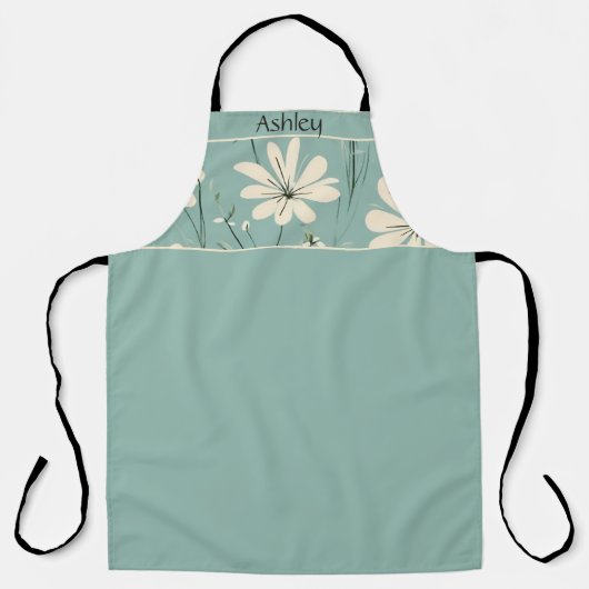 Midden eeuw moderne bloemrijke madeliefje aangepas schort (Voorkant)