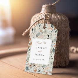 Midden-eeuw moderne botanische bruiloft cadeaulabel