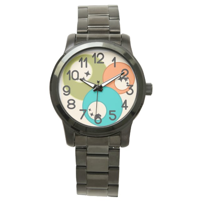 Midden-eeuw moderne bowlingballen horloge (Voorkant)