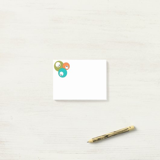 Midden-eeuw moderne bowlingballen post-it® notes (Op bureau)